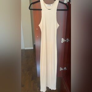Reformation Ribbed Cream Midi Dress